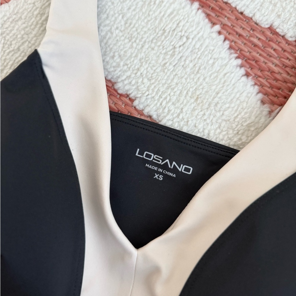 Losano V-Neck Top and bottom in Black and Cream